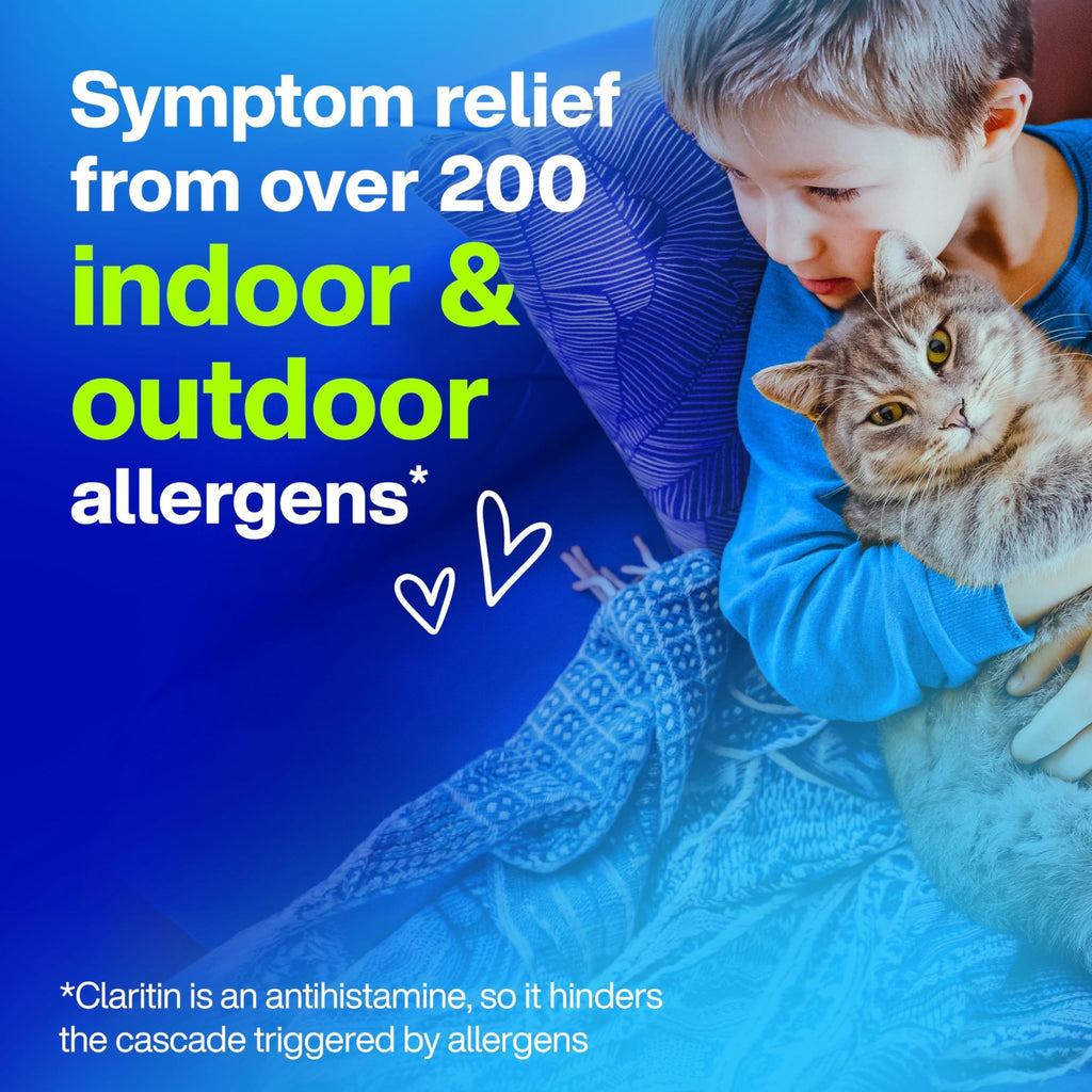 Claritin Children's Allergy Medicine, 24-Hour Non-Drowsy Loratadine 5mg Chewable Tablet, Antihistamine for Kids Ages 2 Years and Older, Grape & Bubble Gum Flavors, Dye-Free, 40 Tablets - FENGGESTORE20