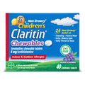 Claritin Children's Allergy Medicine, 24-Hour Non-Drowsy Loratadine 5mg Chewable Tablet, Antihistamine for Kids Ages 2 Years and Older, Grape Flavored, Dye-free, 40 Tablets - FENGGESTORE20