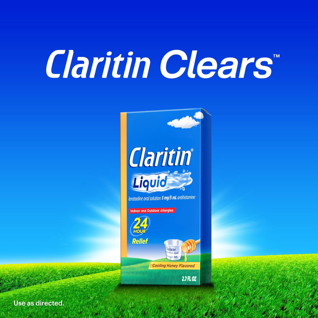 Claritin® Liquid, Allergy Medicine for Adults, 24-Hour Non-Drowsy Loratadine 5mg, Antihistamine, Cooling Honey Flavored, 8 fl. oz - FENGGESTORE20
