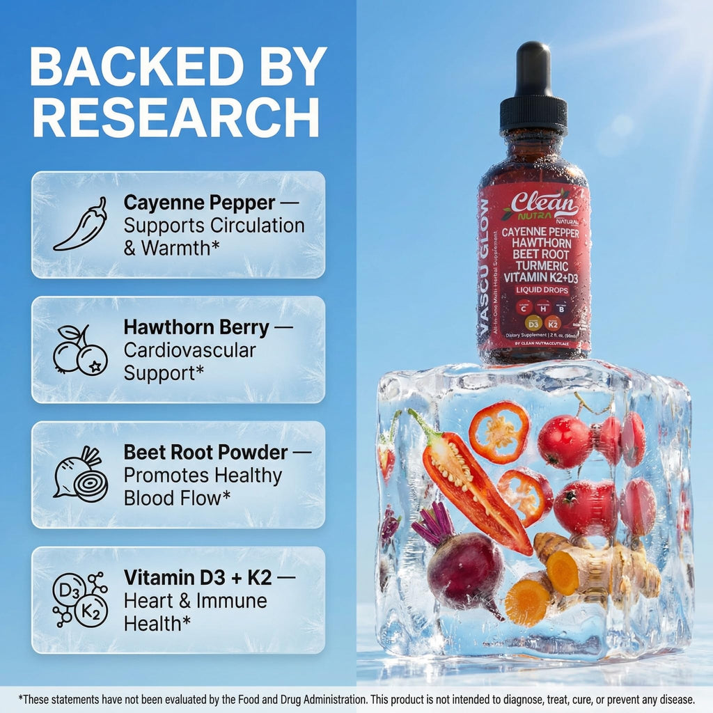 Clean Nutra Cayenne Pepper Drops Supplement Liquid + Hawthorn Berry, Vitamin D3 K2 Beet Root Powder, Ceylon Cinnamon, Turmeric Curcumin, Organic Panax Ginseng, Berberine Extract 1 Pack - FENGGESTORE20