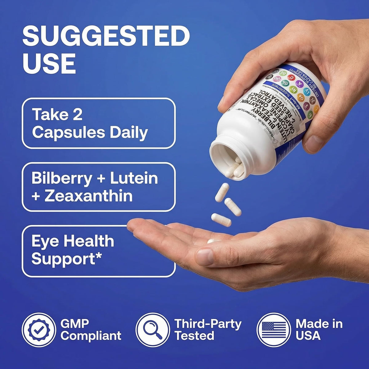 Clean Nutra Eye Vitamins with Bilberry Lutein and Zeaxanthin Supplements Lycopene 40mg Resveratrol Grape Seed Astaxanthin for Eyes - Eye Care Health Support Eye - FENGGESTORE20