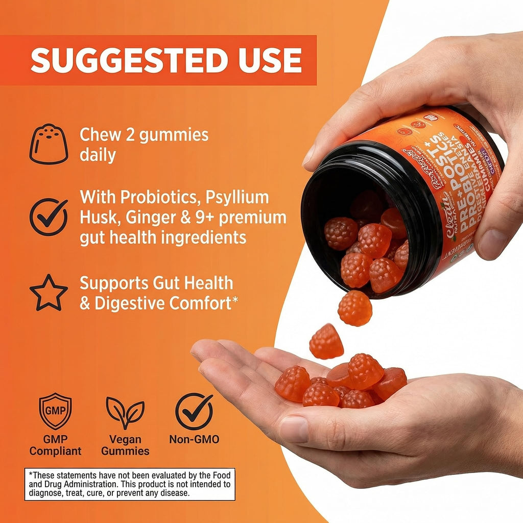 Clean Nutra Prebiotic Postbiotic Digestive Enzymes Gummies with Chicory Root, Boswellia Serrata, Turmeric, and Akkermansia | Pre+Post Probiotics Supplement - FENGGESTORE20
