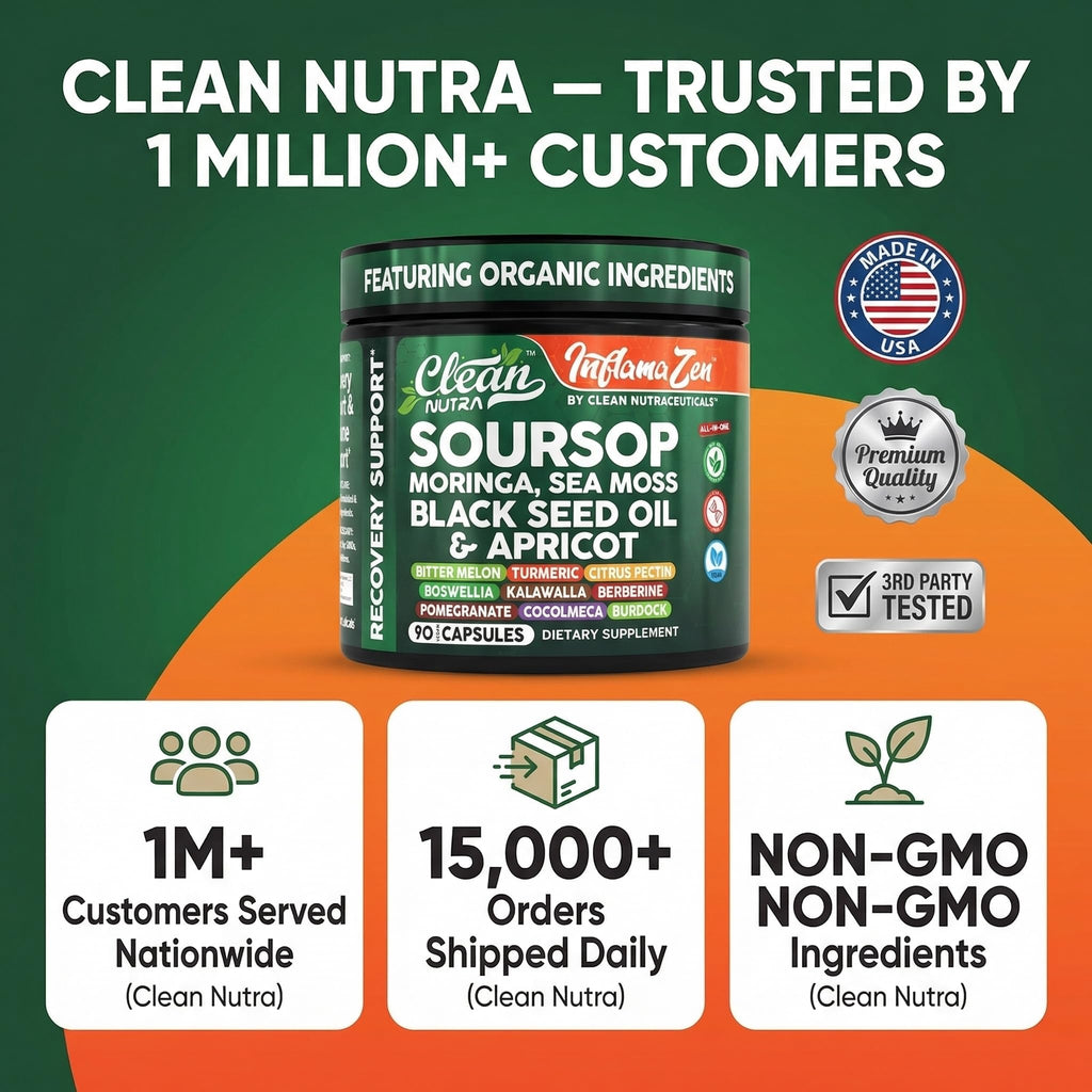 Clean Nutra Soursop Supplement Moringa Sea Moss Black Seed Oil Berberine Turmeric Resveratrol Quercetin Greens Bitters Boswellia Bitter - FENGGESTORE20