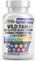 Clean Nutra Wild Yam Root Capsules with Red Clover Black Cohosh Evening Primrose Oil Chasteberry Dong Quai DIM Ashwagandha Grape Seed Extract Milk Thistle Lemon Balm - FENGGESTORE20