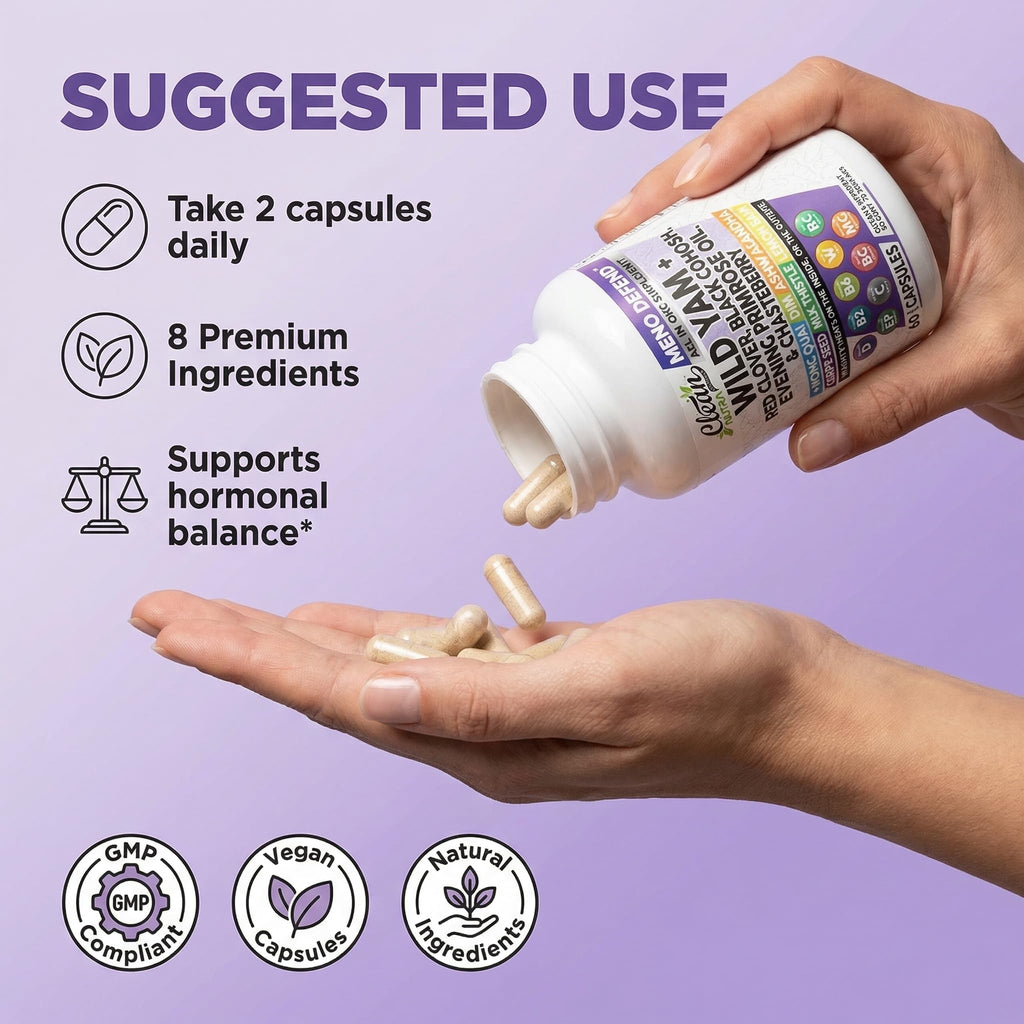 Clean Nutra Wild Yam Root Capsules with Red Clover Black Cohosh Evening Primrose Oil Chasteberry Dong Quai DIM Ashwagandha Grape Seed Extract Milk Thistle Lemon Balm - FENGGESTORE20