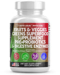 Clean Nutraceuticals Fruits and Veggies Supplement Reds & Green Superfood - Balance of Over 70 Fruit & Vegetable Supplements Capsules with Probiotics Prebiotics - FENGGESTORE20