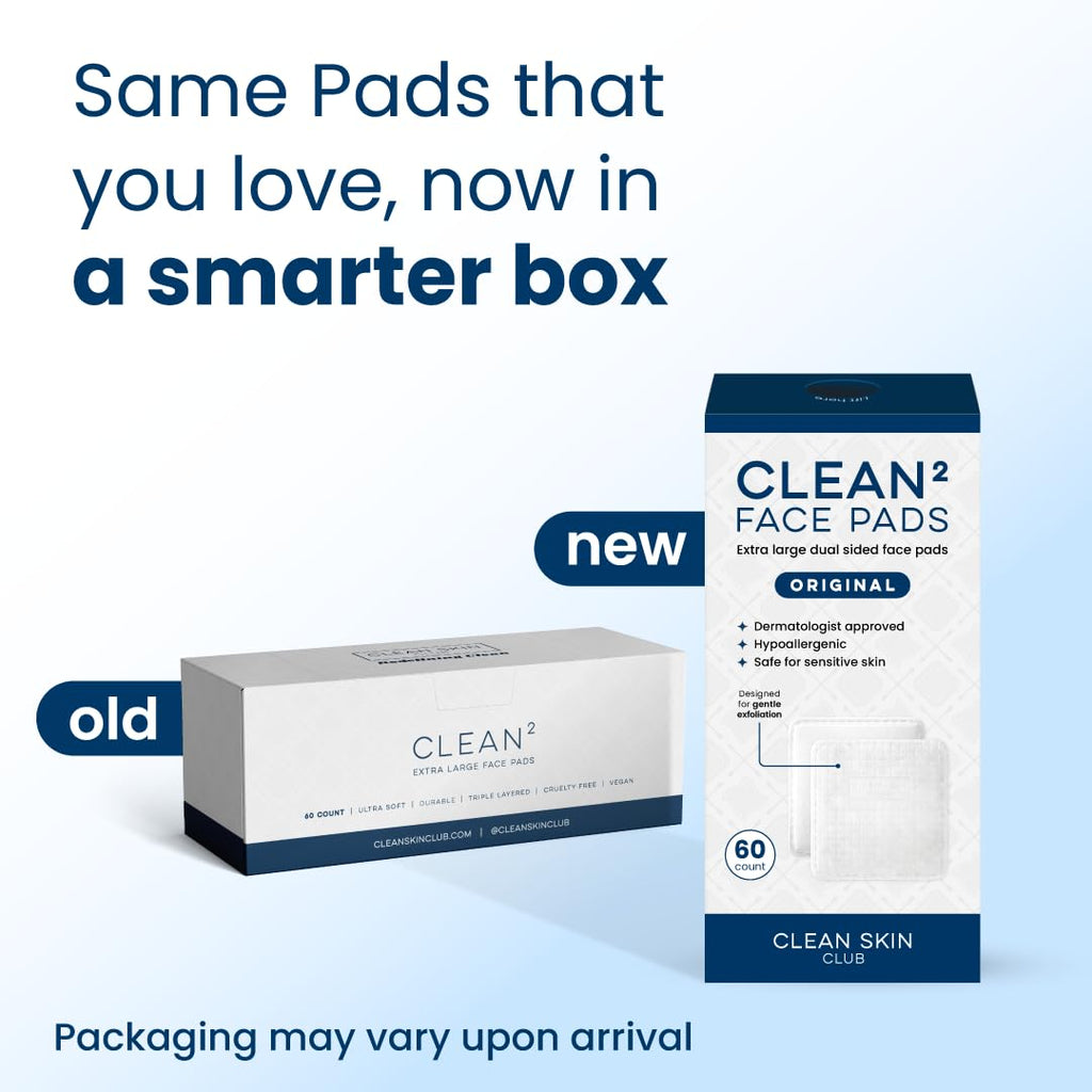 Clean Skin Club Clean² Pads 2.0 [NEW & Improved Edges] Guaranteed Not to Shed & Tear, Unique Triple Layers, Textured Side & Ultra Soft Side - FENGGESTORE20
