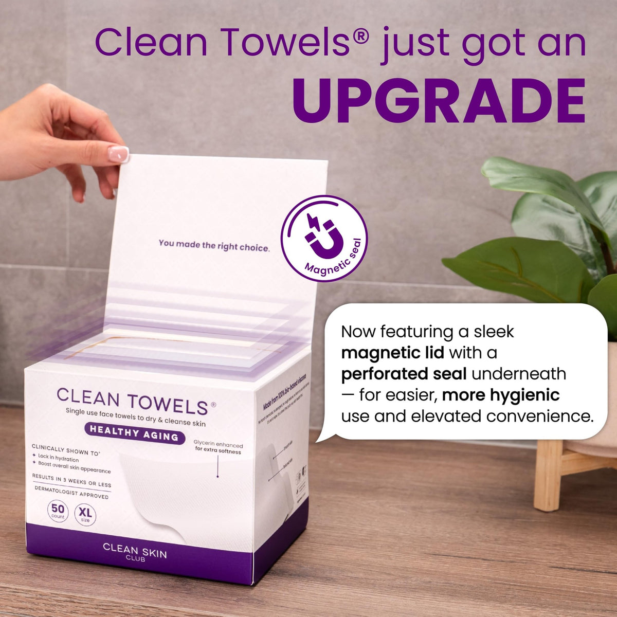 CLEAN SKIN CLUB Healthy Aging Clean Towels® XL, Smooths Fine Lines Wrinkles & Texture, Disposable Face Dry Wipes, XL - 1 Pack (50 count) - FENGGESTORE20