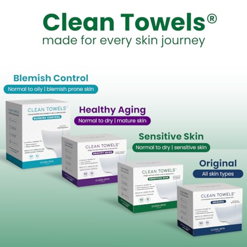 CLEAN SKIN CLUB Sensitive Skin Clean Towels® XL, Ultra-Soft Disposable Face Dry Wipes Infused with Aloe & Glycerin - FENGGESTORE20