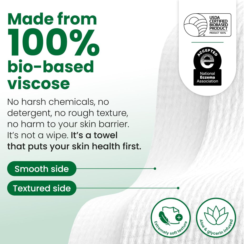CLEAN SKIN CLUB Sensitive Skin Clean Towels® XL, Ultra-Soft Disposable Face Dry Wipes Infused with Aloe & Glycerin - FENGGESTORE20