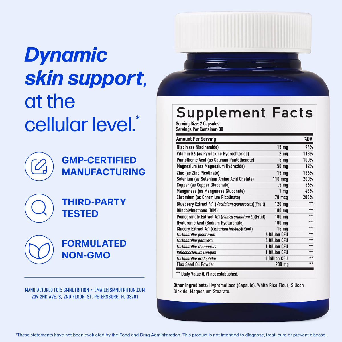 Clear Skin Supplement with Zinc, DIM & Probiotics | 3-in-1 Balance, Glow & Health Skin Support | Triple Action Hyaluronic Acid, Niaciminide & Vitamins for Hormone - FENGGESTORE20
