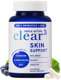 Clear Skin Supplement with Zinc, DIM & Probiotics | 3-in-1 Balance, Glow & Health Skin Support | Triple Action Hyaluronic Acid, Niaciminide & Vitamins for Hormone - FENGGESTORE20