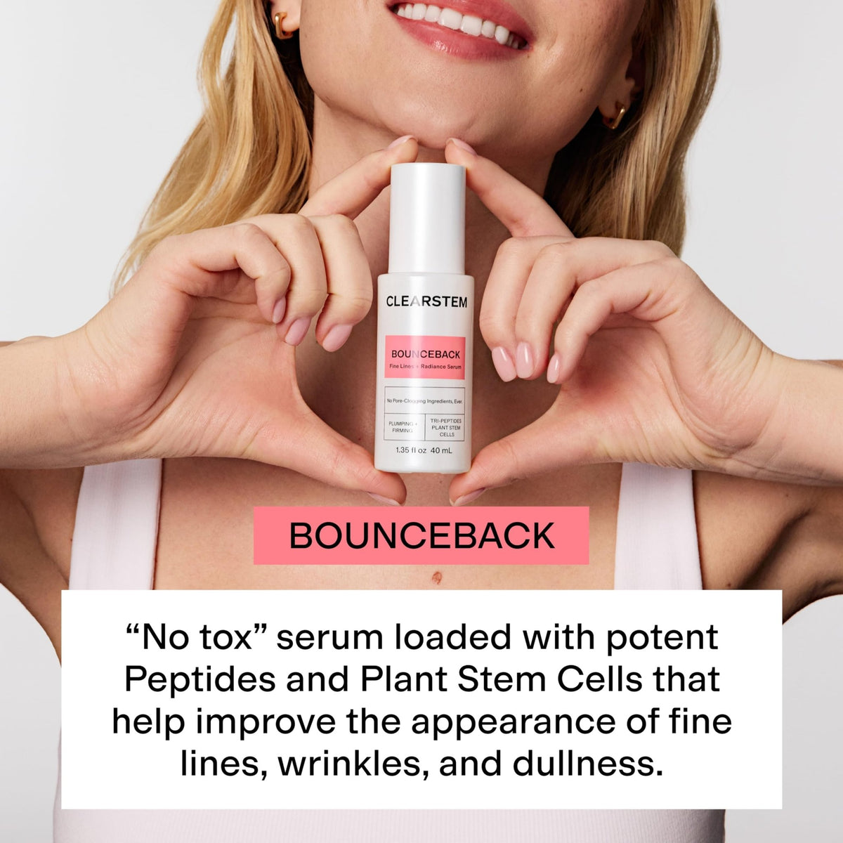 CLEARSTEM BOUNCEBACK Radiant Facial Serum - Peptide Serum for Hydration & Smooth-Looking Skin with Tri-Peptides and Mango Fruit Extracts - FENGGESTORE20