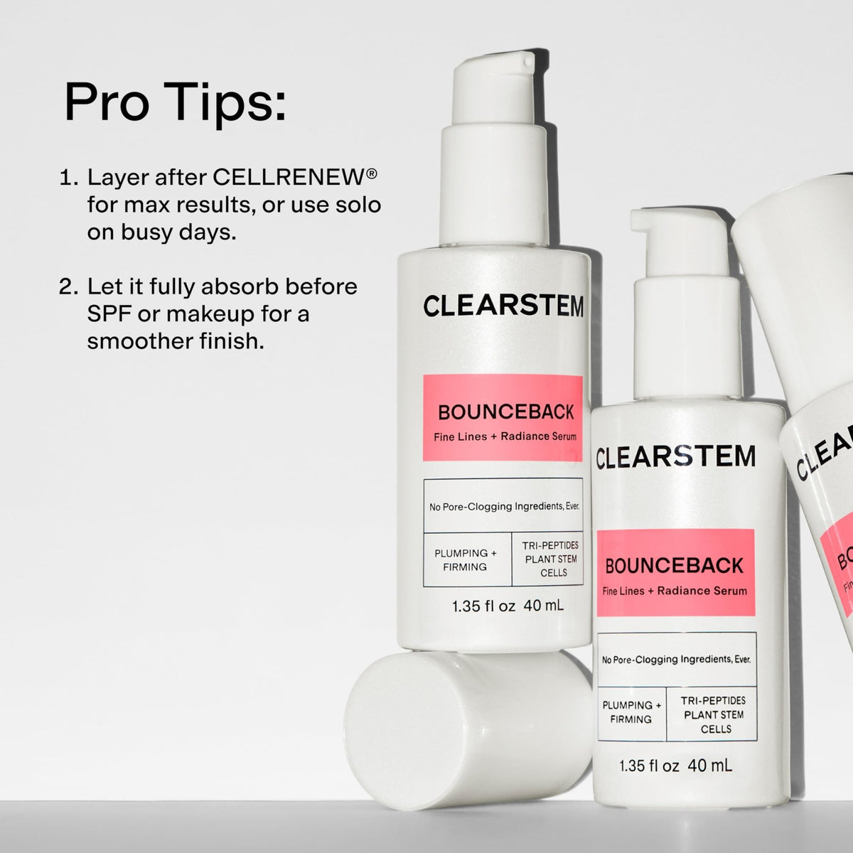 CLEARSTEM BOUNCEBACK Radiant Facial Serum - Peptide Serum for Hydration & Smooth-Looking Skin with Tri-Peptides and Mango Fruit Extracts - FENGGESTORE20