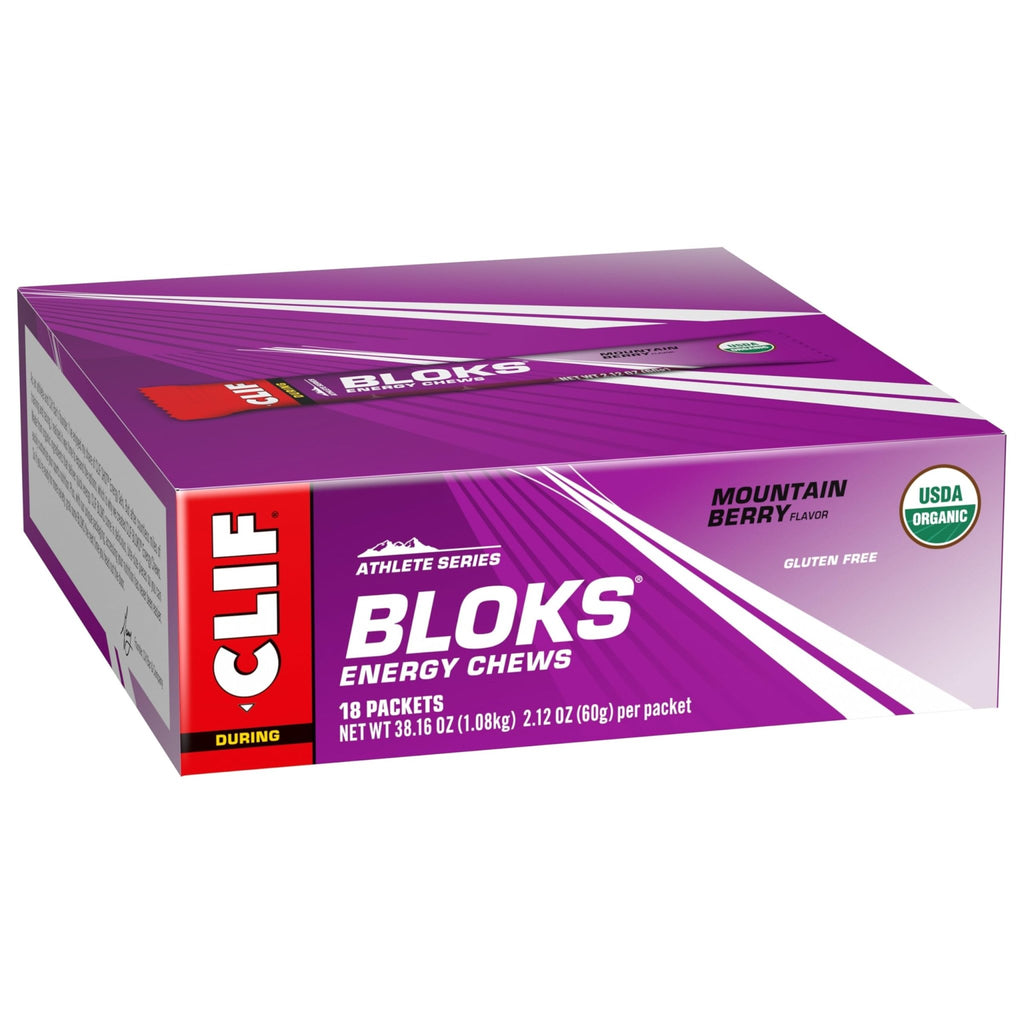 CLIF BLOKS - Mountain Berry Flavor - Energy Chews - Non-GMO - Plant Based - Fast Fuel for Cycling and Running - Quick Carbohydrates and Electrolytes - 2.12 oz. (18 Count) - FENGGESTORE20