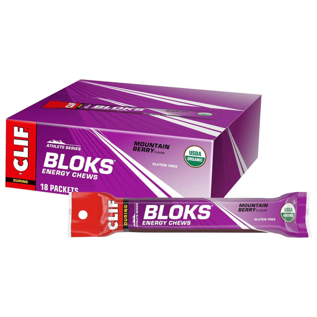 CLIF BLOKS - Mountain Berry Flavor - Energy Chews - Non-GMO - Plant Based - Fast Fuel for Cycling and Running - Quick Carbohydrates and Electrolytes - 2.12 oz. (18 Count) - FENGGESTORE20
