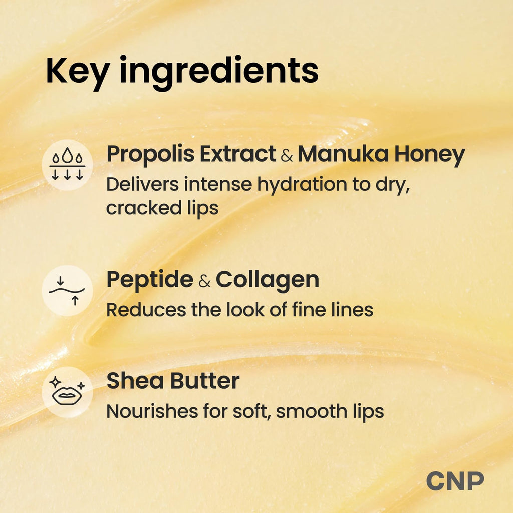 CNP Honey Lip Butter - Propolis Lipcerin™ 01 Original, Hydrating Overnight Manuka Lip Balm & Mask, 12hr Long-Lasting Moisture, Stocking Stuffers, Gifts for Women, 0.5 fl.oz. - FENGGESTORE20
