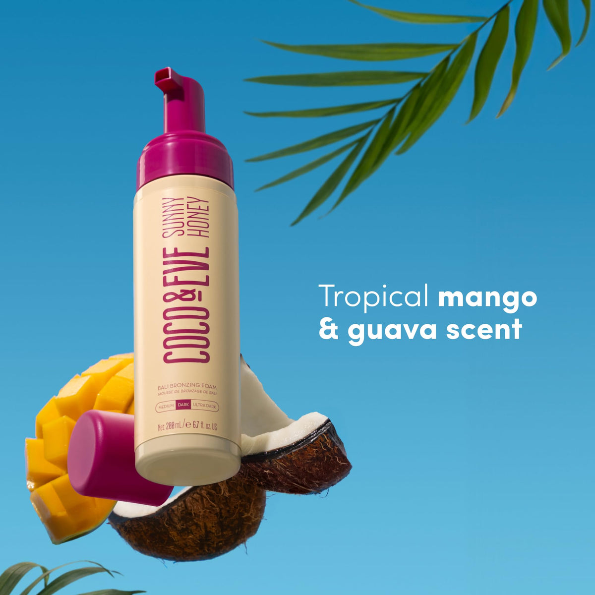 Coco & Eve Sunny Honey Self Tanner Foam - (Medium) Fast Drying, Streak-Free Sunless Tanning Mousse, Tropically Scented Lightweight Natural Looking Tan - FENGGESTORE20