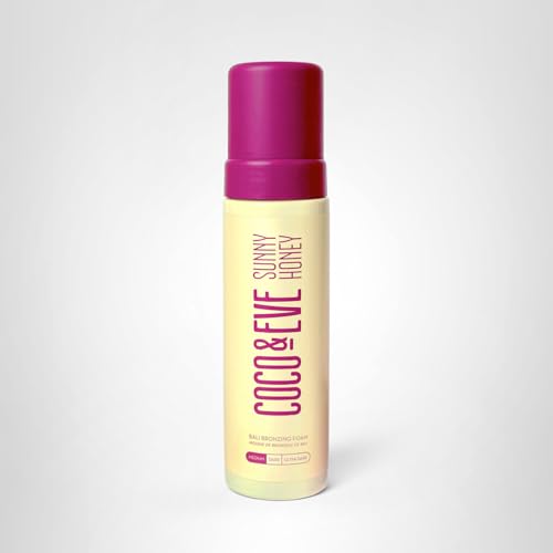 Coco & Eve Sunny Honey Self Tanner Foam - (Medium) Fast Drying, Streak-Free Sunless Tanning Mousse, Tropically Scented Lightweight Natural Looking Tan - FENGGESTORE20
