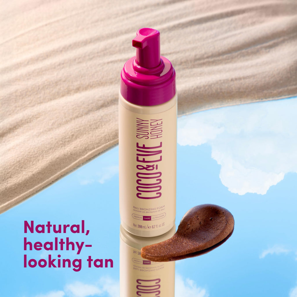 Coco & Eve Sunny Honey Self Tanner Foam - (Medium) Fast Drying, Streak-Free Sunless Tanning Mousse, Tropically Scented Lightweight Natural Looking Tan - FENGGESTORE20