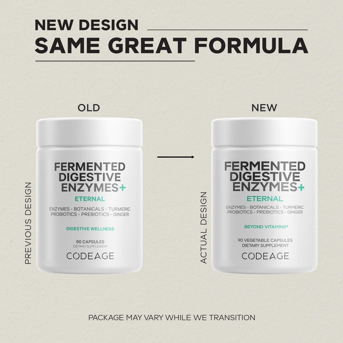 Codeage Fermented Digestive Enzymes Supplement 3-Month Supply - 14 Digestive Enzymes, Probiotics, Prebiotics, Fermented Botanicals, Plant-Based Multi Pancreatic Enzymes - 1 Capsule a Day - 90 Capsules - FENGGESTORE20