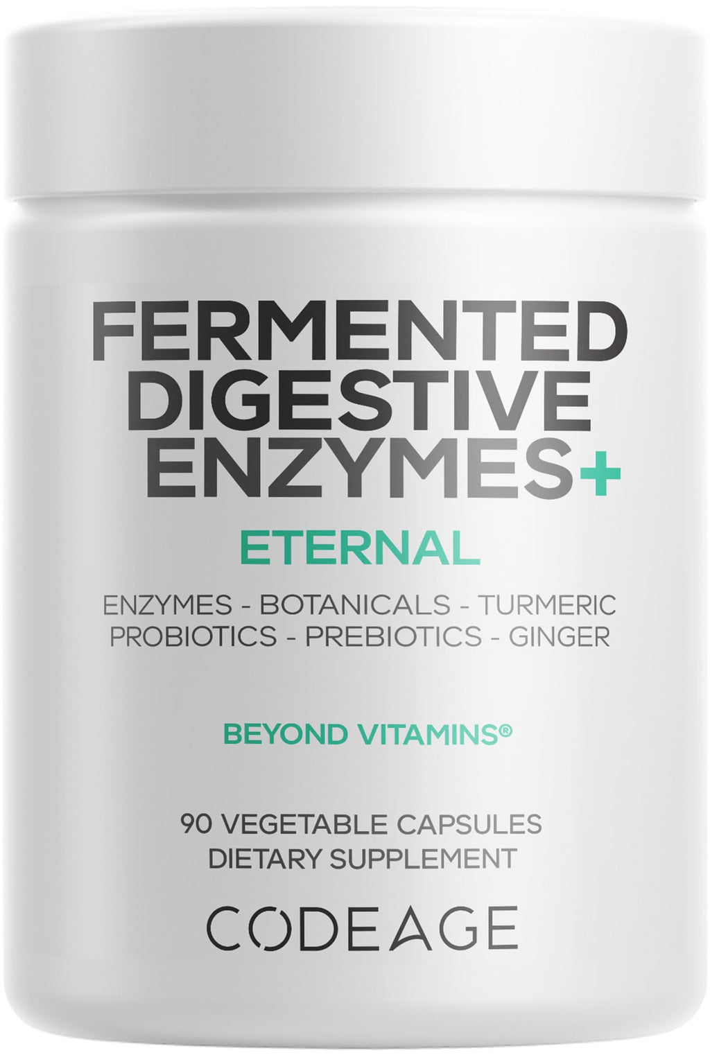 Codeage Fermented Digestive Enzymes Supplement 3-Month Supply - 14 Digestive Enzymes, Probiotics, Prebiotics, Fermented Botanicals, Plant-Based Multi Pancreatic Enzymes - 1 Capsule a Day - 90 Capsules - FENGGESTORE20