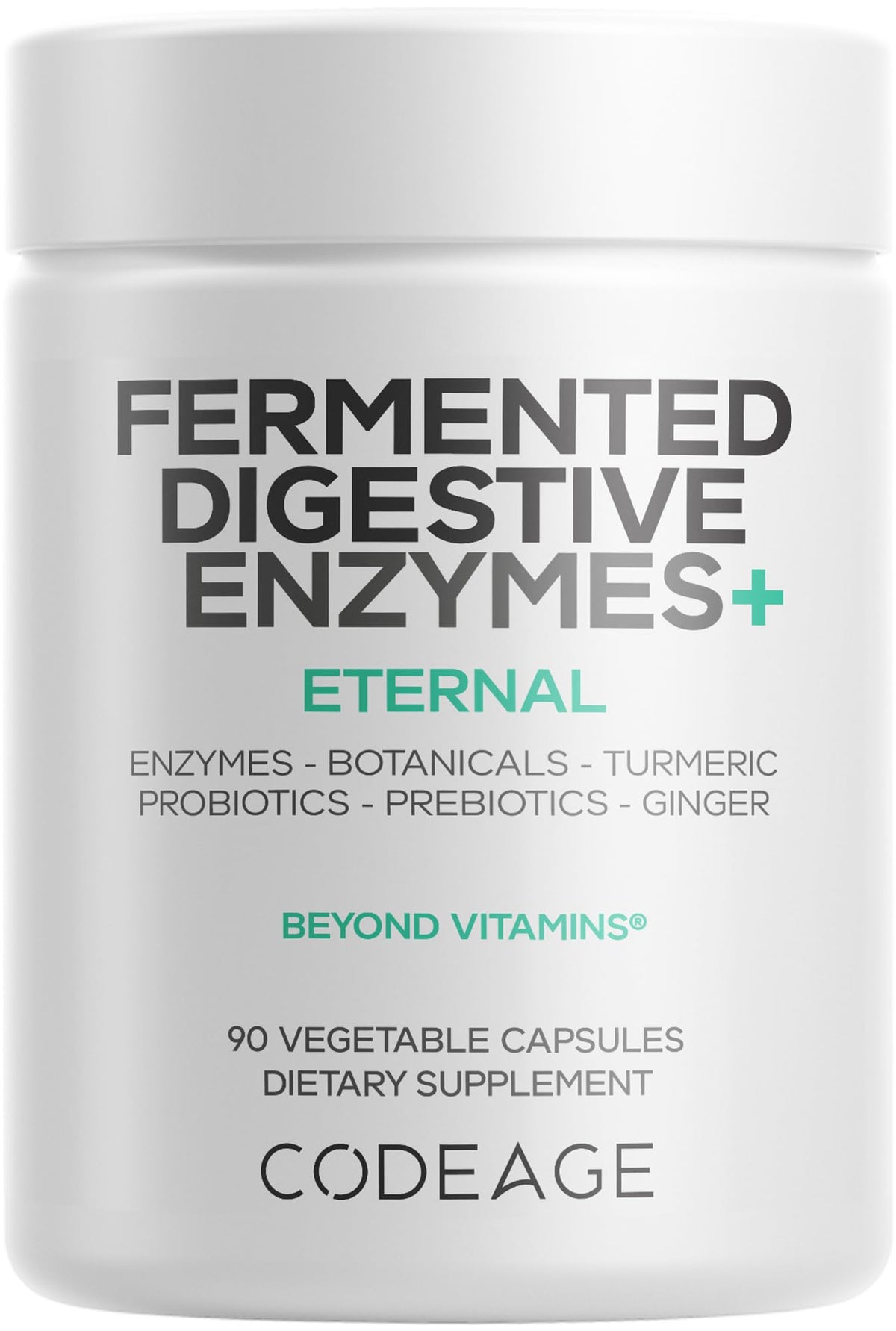 Codeage Fermented Digestive Enzymes Supplement 3-Month Supply - 14 Digestive Enzymes, Probiotics, Prebiotics, Fermented Botanicals, Plant-Based Multi Pancreatic Enzymes - 1 Capsule a Day - 90 Capsules - FENGGESTORE20