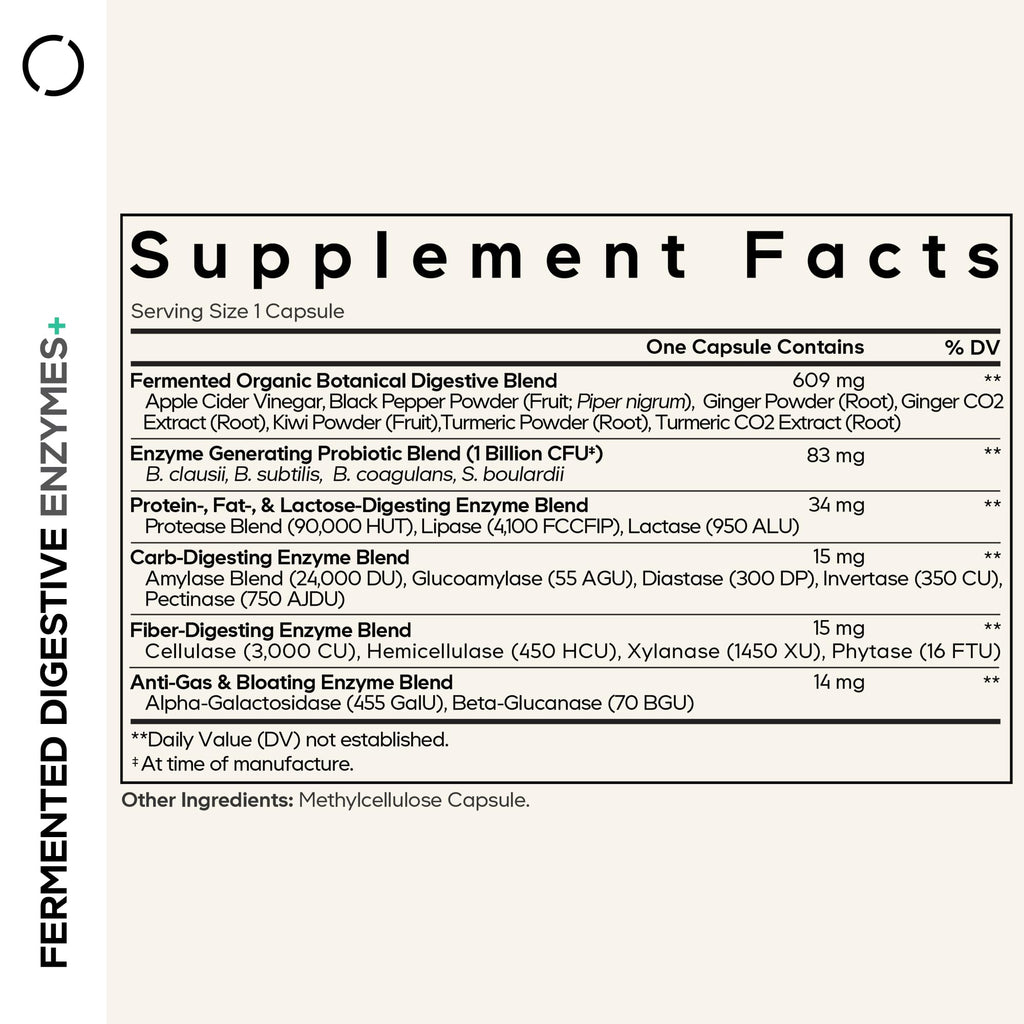 Codeage Fermented Digestive Enzymes Supplement 3-Month Supply - 14 Digestive Enzymes, Probiotics, Prebiotics, Fermented Botanicals, Plant-Based Multi Pancreatic Enzymes - 1 Capsule a Day - 90 Capsules - FENGGESTORE20