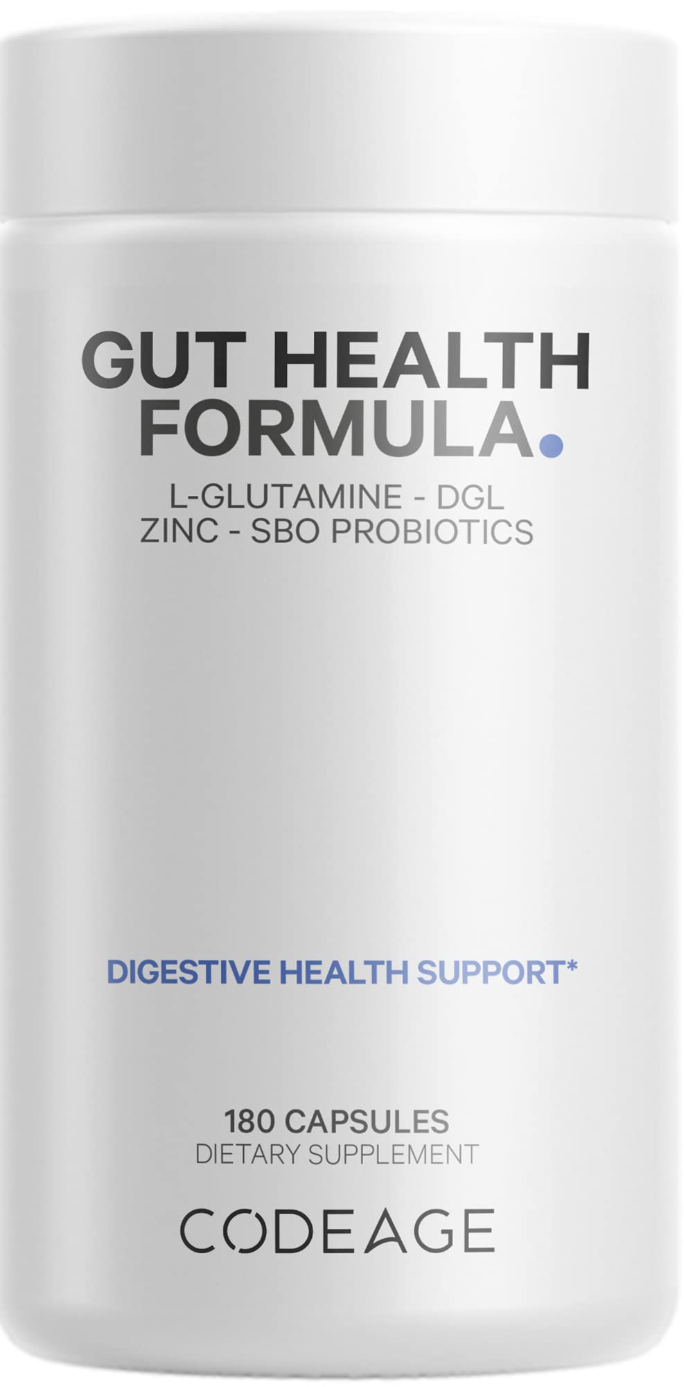Codeage Gut Health Supplements Vegan Formula - L Glutamine, Zinc, Turkey Tail Mushroom Powder, Tonic Mushroom, Maitake, Micro Algae, Mineral, Licorice Root DGL - Probiotics, Prebiotics - 180 Capsules - FENGGESTORE20