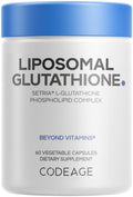 Codeage Liposomal Glutathione Supplement - Pure Reduced Setria L-Glutathione, Liposomal Delivery, Phospholipid Complex - Encapsulated Glutathione Powder Pills - Vegan, Non-GMO - 60 Capsules - FENGGESTORE20