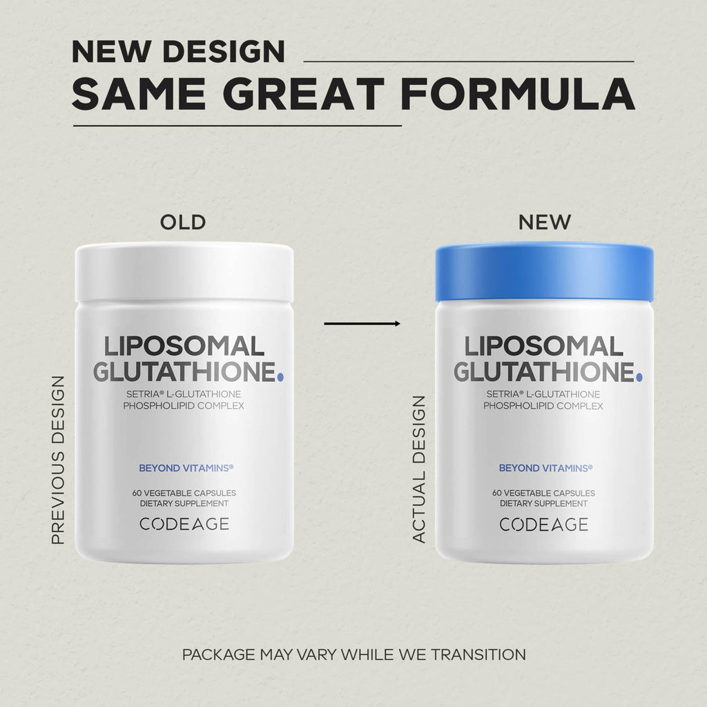 Codeage Liposomal Glutathione Supplement - Pure Reduced Setria L-Glutathione, Liposomal Delivery, Phospholipid Complex - Encapsulated Glutathione Powder Pills - Vegan, Non-GMO - 60 Capsules - FENGGESTORE20