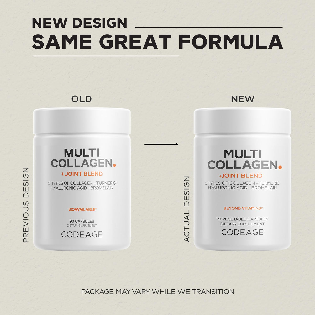 Codeage Multi Collagen Protein + Joint Blend Supplement, Hyaluronic Acid, Bromelain, Turmeric, Ginger, Boswellia, Astaxanthin - Hydrolyzed Bovine Collagen - 5 Collagen Types - Non-GMO - 90 Capsules - FENGGESTORE20
