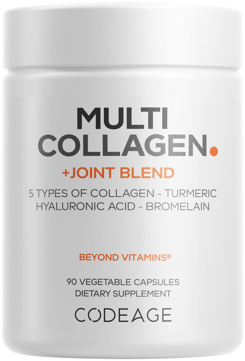 Codeage Multi Collagen Protein + Joint Blend Supplement, Hyaluronic Acid, Bromelain, Turmeric, Ginger, Boswellia, Astaxanthin - Hydrolyzed Bovine Collagen - 5 Collagen Types - Non-GMO - 90 Capsules - FENGGESTORE20