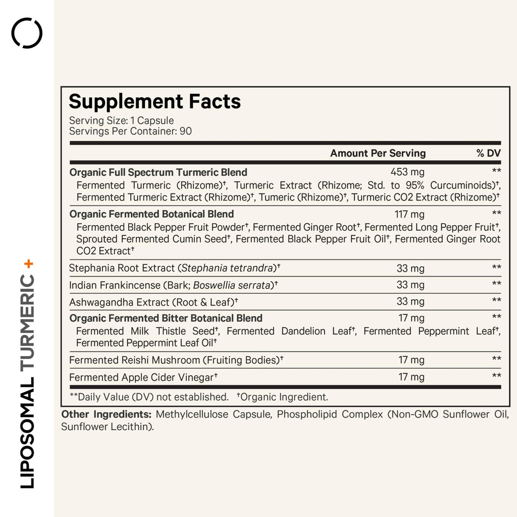 Codeage Organic Turmeric Supplement - 95% Curcumin Extract Pills - Liposomal Fermented Botanical Blend Black Pepper, Ashwagandha, Ginger, Stephania, Boswelia, Cumin, Digestive Bitters - 90 Capsules - FENGGESTORE20