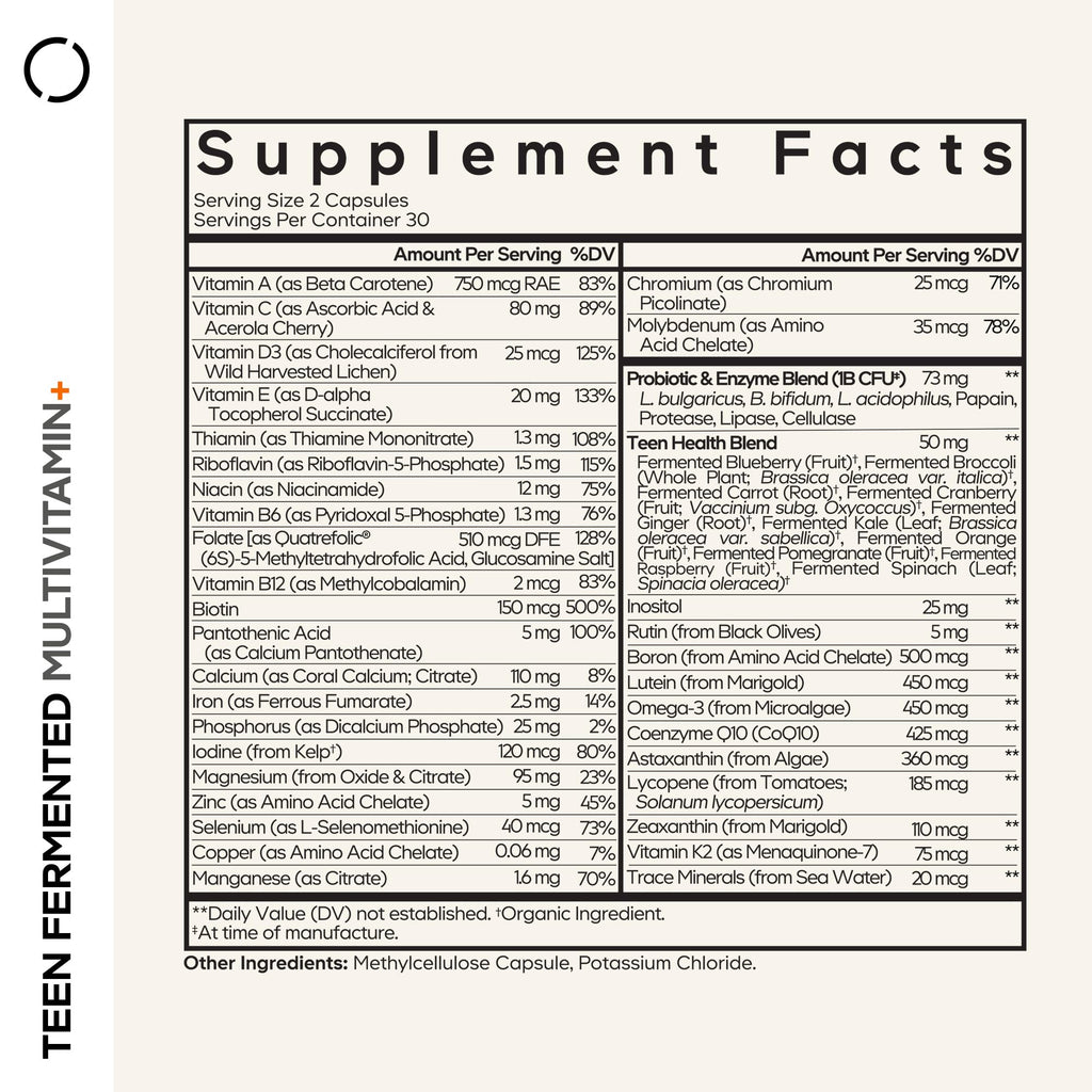 Codeage Teen Multivitamin Supplement – Daily Vitamins and Minerals for Teen Boys and Girls – Organic Whole Food Formula - FENGGESTORE20