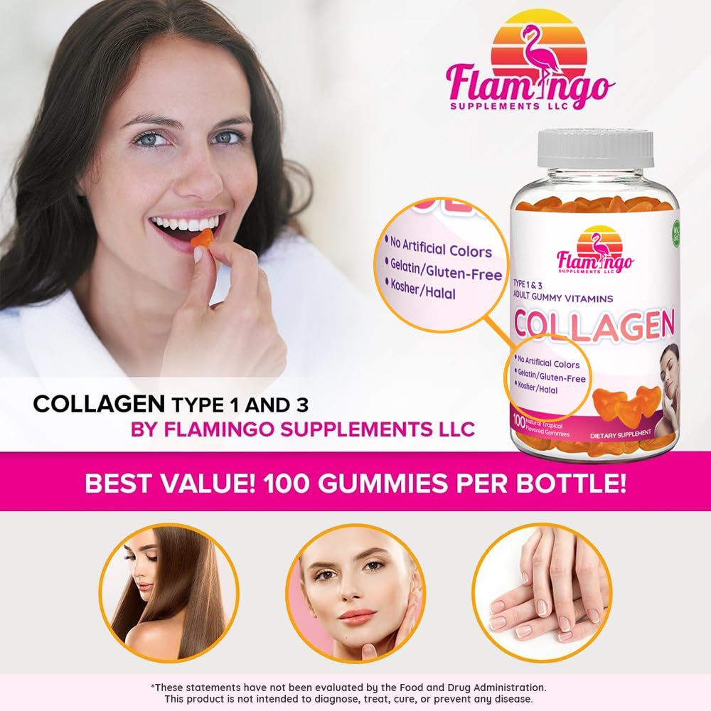 Collagen Gummies- Natural Marine Collagen for Women, and Men- Collagen Supplements for Skin Hair, Nails- Hydrolyzed Type 2 & 1 3- Replace Pills and Powders - No Gelatin, Kosher, Halal- 100 Ct. - FENGGESTORE20