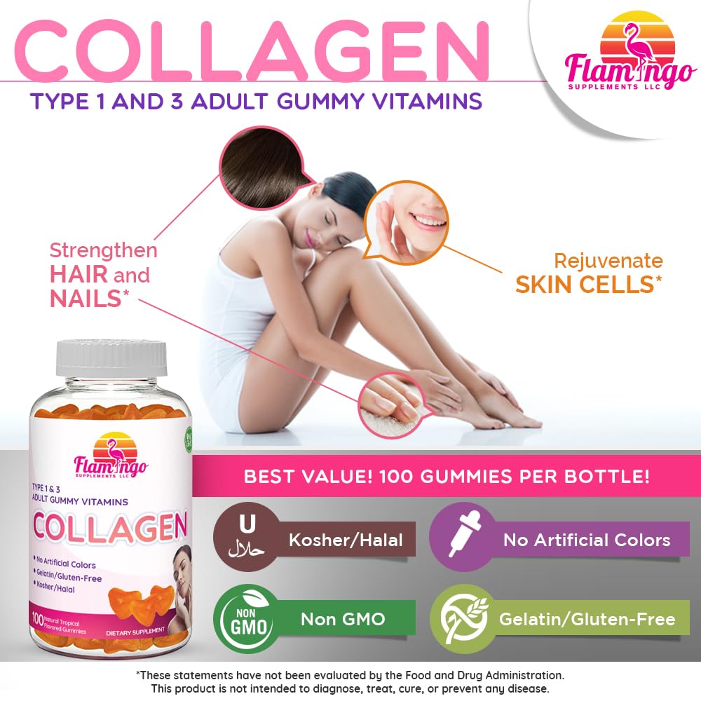 Collagen Gummies- Natural Marine Collagen for Women, and Men- Collagen Supplements for Skin Hair, Nails- Hydrolyzed Type 2 & 1 3- Replace Pills and Powders - No Gelatin, Kosher, Halal- 100 Ct. - FENGGESTORE20