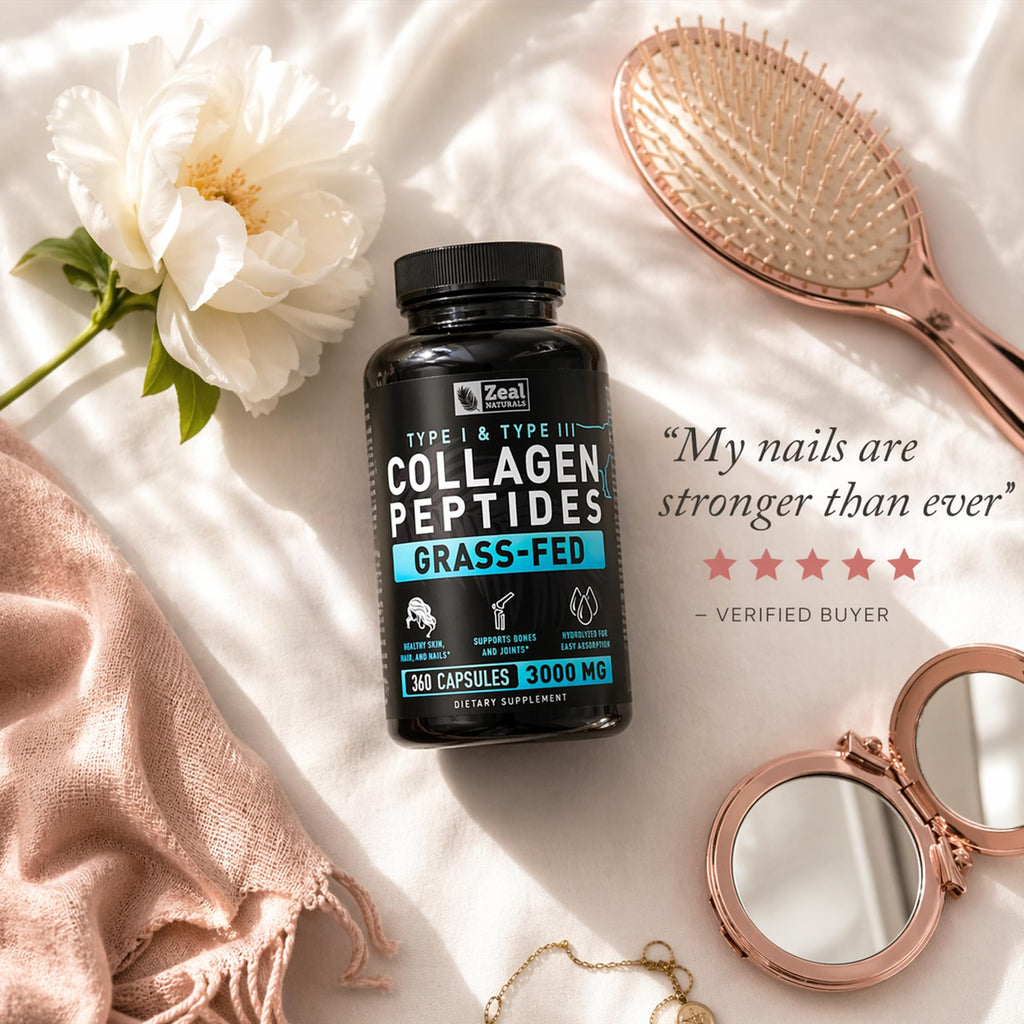Collagen Peptides Capsules 360 Count - Grass Fed Bovine Hydrolyzed Collagen Pills - Hair, Skin & Nails, Joint Support - Collagen Supplements for Women & Men - FENGGESTORE20
