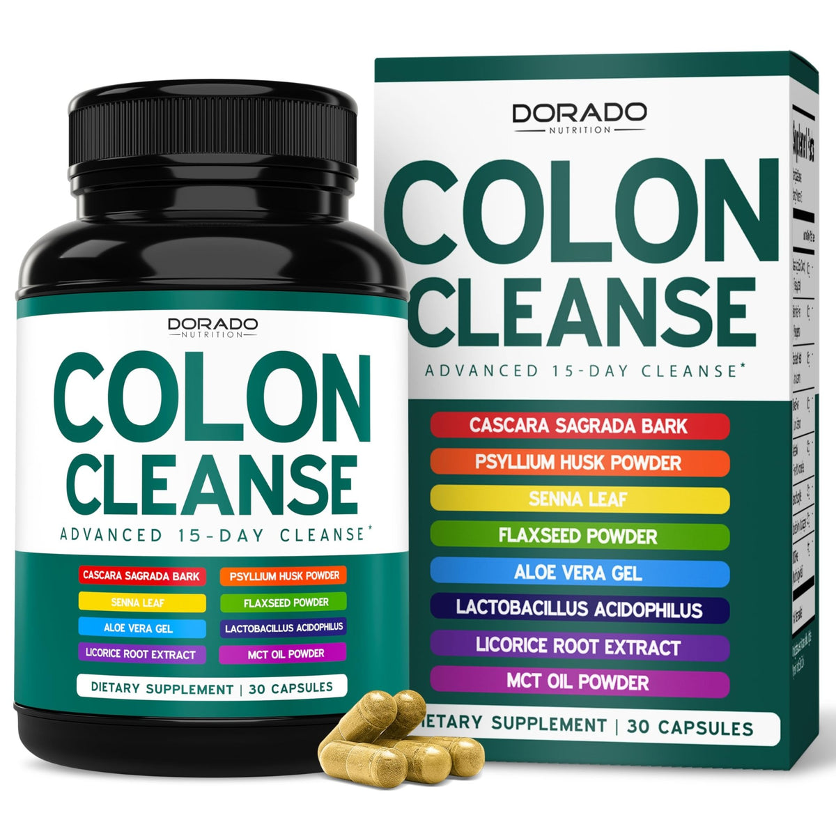 Colon Cleanse & Detox 15 Day Gut Cleanse (30 Count) Intestinal Cleanse Pills & Probiotic for Gentle Laxative & Bowel Relief for Stomach Bloating - Third Party Tested, Vegan, Non-GMO - Made in USA - FENGGESTORE20