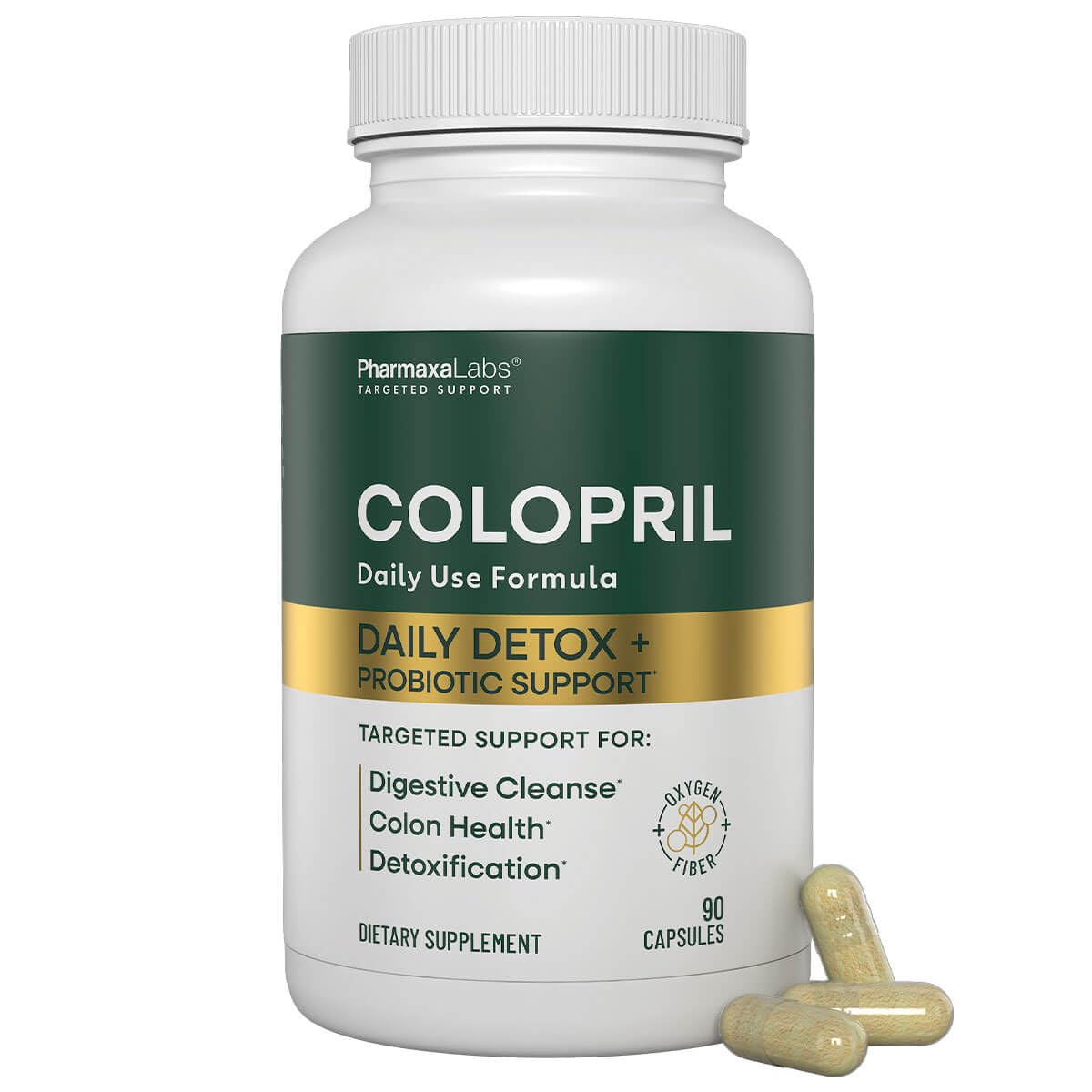 Colopril Colon Cleanse Dietary Supplement - Supports Cleansing of Bowels & Digestive Tract - Eases Constipation - Ginger Root, Lactobacillus, Psyllium Husk & Magnesium Oxide - 90 Capsules (Pack of 1) - FENGGESTORE20