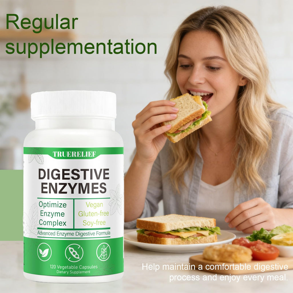 Complete Digestive Enzymes Supplement for Gut Health & Bloating Relief - Enhanced with Lipase Amylase Bromelain for Protein Carb - FENGGESTORE20