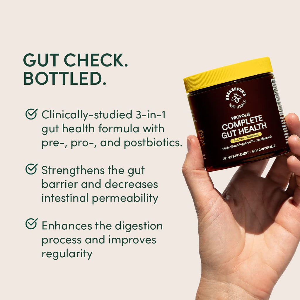 Complete Gut Health by Beekeeper's Naturals, 3-in-1 Prebiotic, Postbiotic, Probiotics for Digestive Health & Bloating Relief for Women & Men - FENGGESTORE20