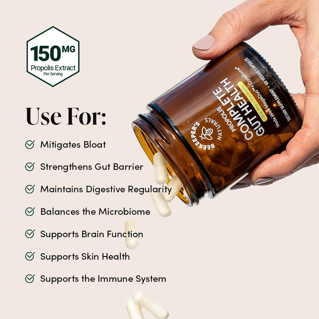 Complete Gut Health by Beekeeper's Naturals, 3-in-1 Prebiotic, Postbiotic, Probiotics for Digestive Health & Bloating Relief for Women & Men - FENGGESTORE20