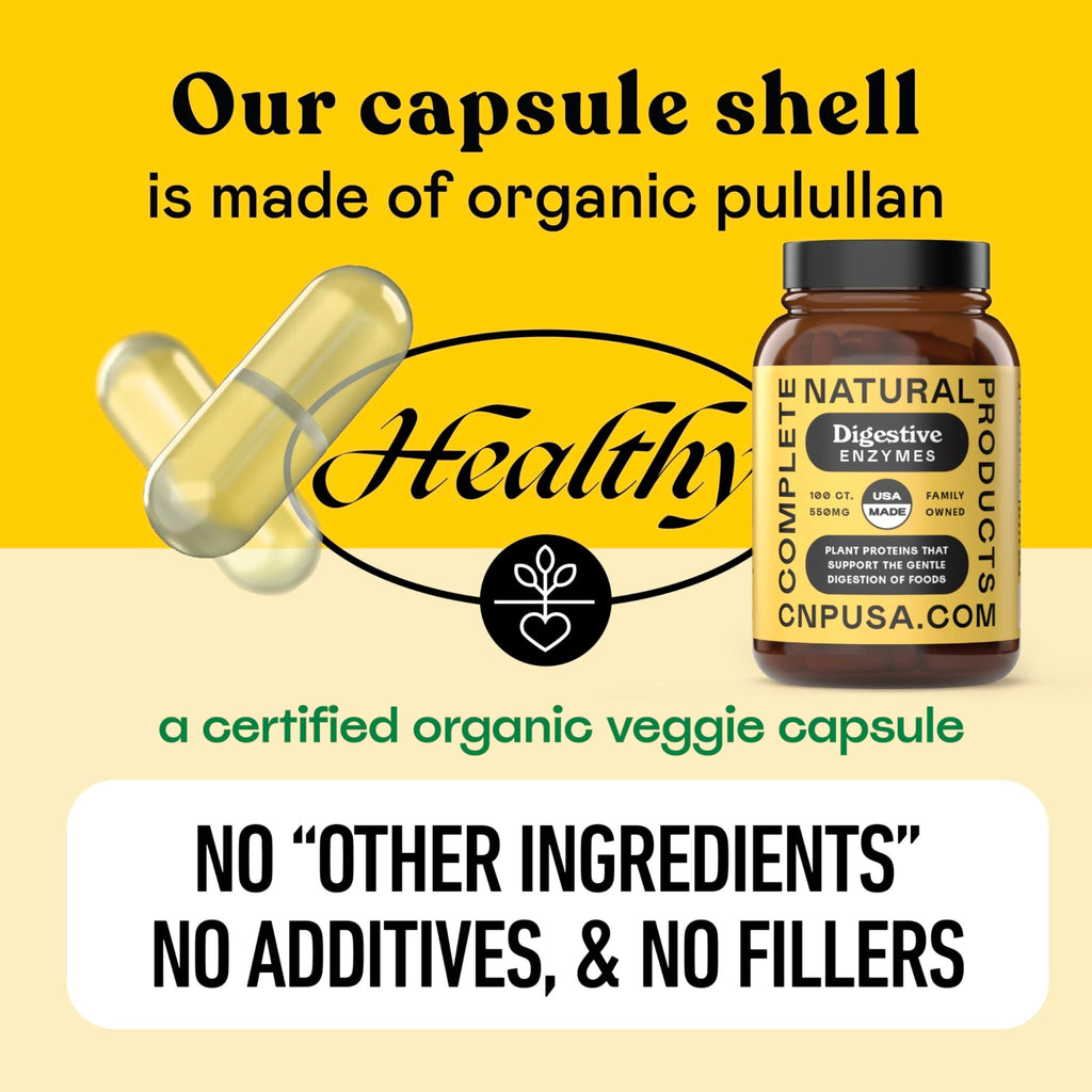 Complete Natural Products Digestive Enzyme Capsules, 550mg, 100ct | Plant-Based Formula - FENGGESTORE20