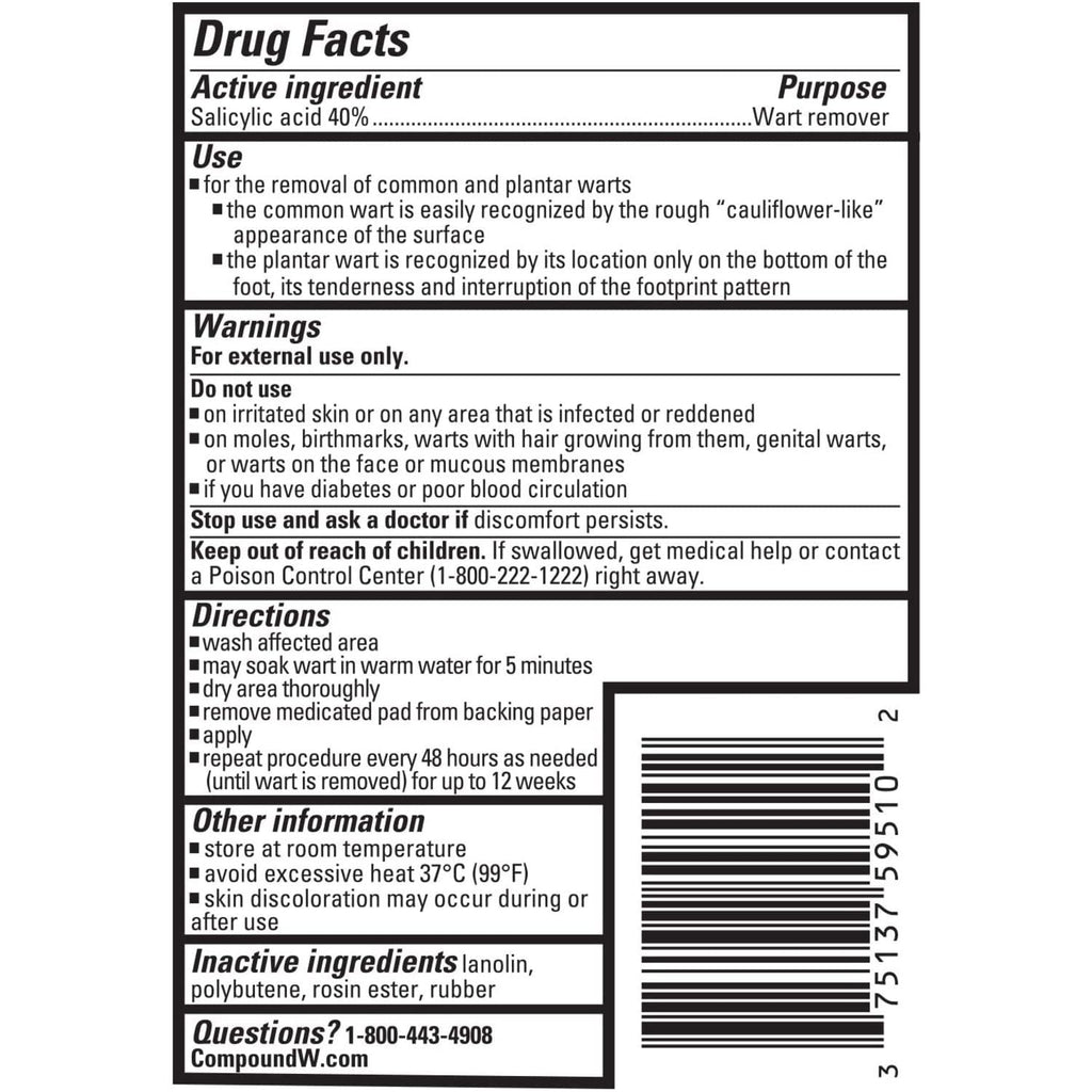 Compound W Wart Remover Maximum Strength One Step Pads with Salicylic Acid, 14 Medicated Pads - FENGGESTORE20