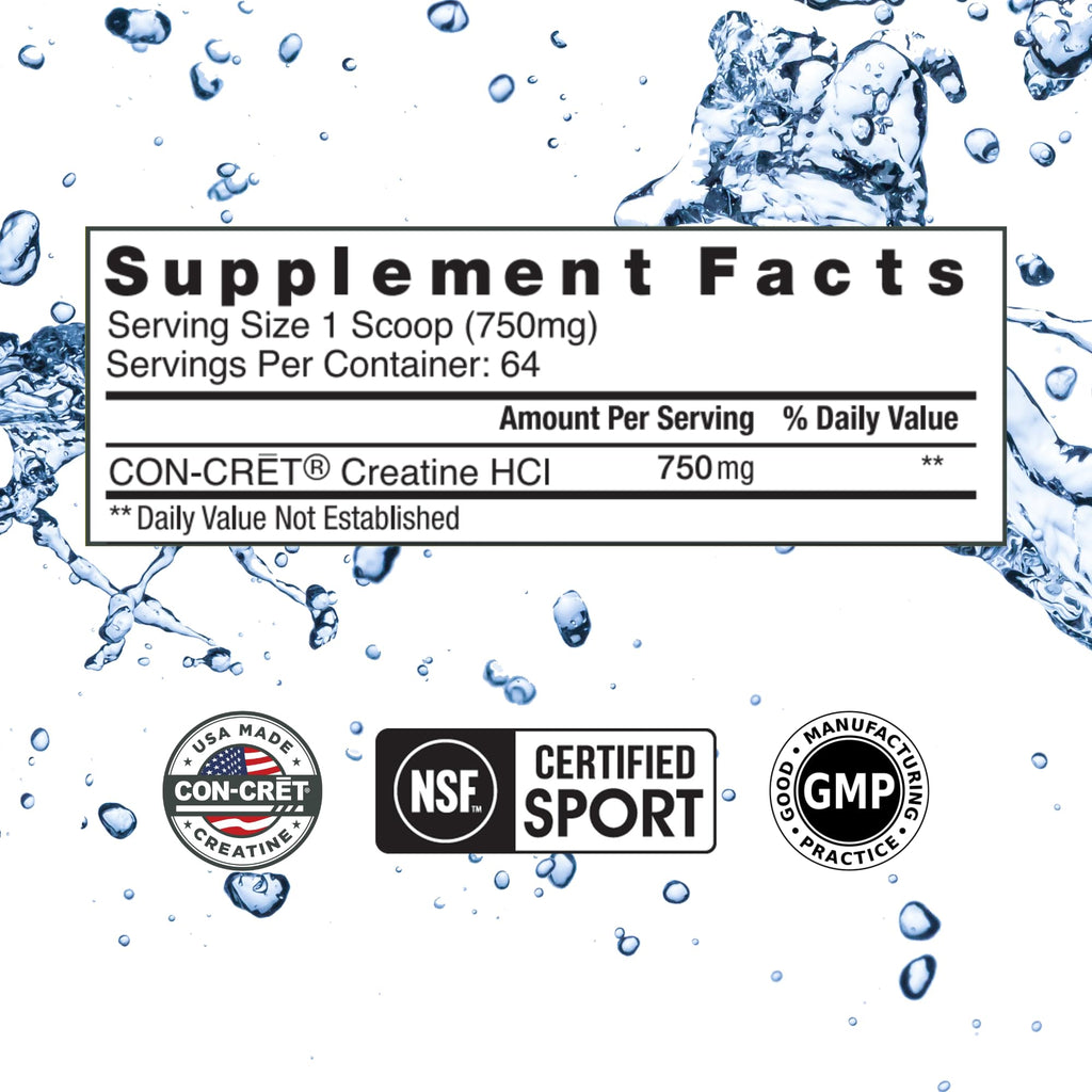 CON-CRET Creatine HCl Powder | Muscle, Cognitive, Cellular Energy Support | No Bloating or Cramps - FENGGESTORE20