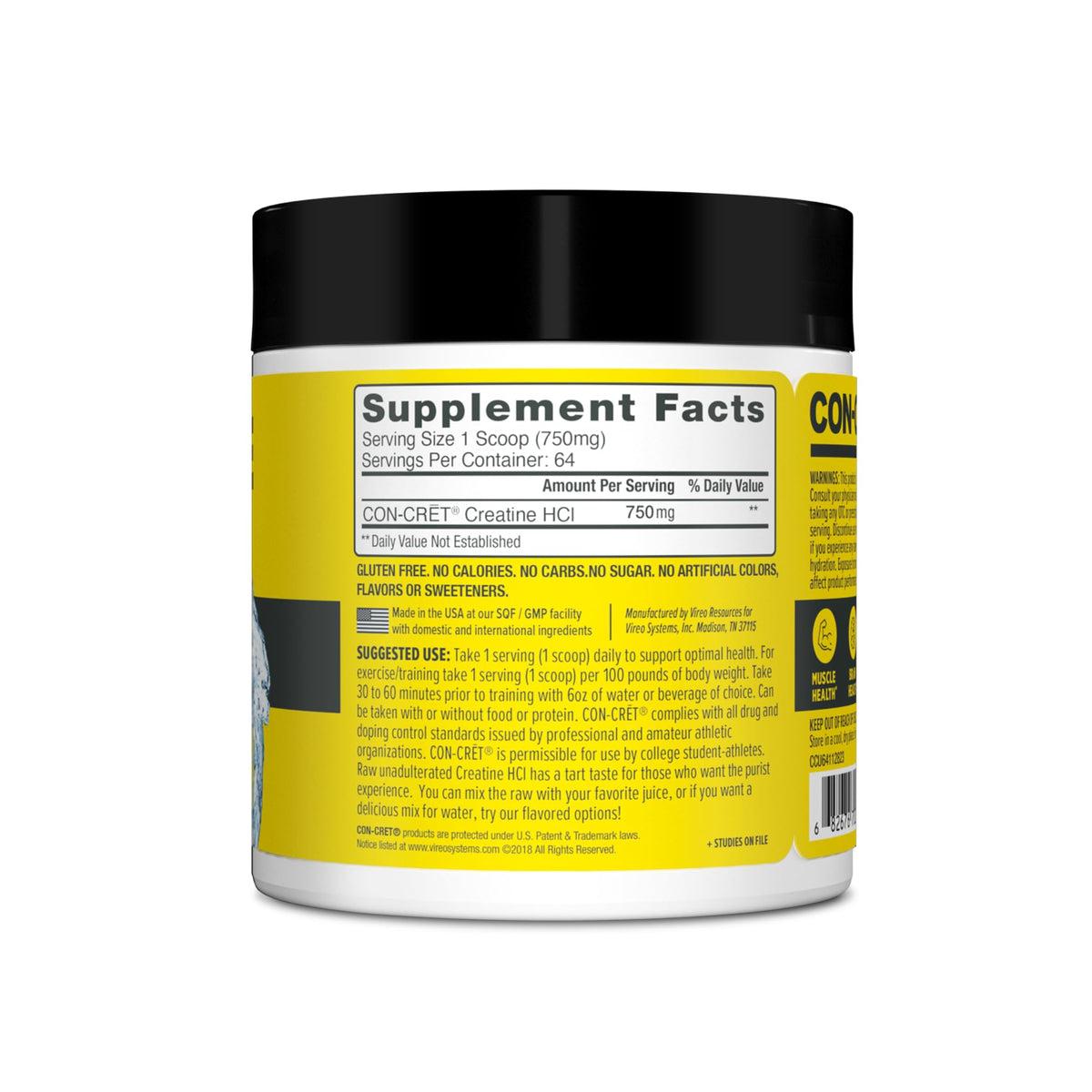 CON-CRET Creatine HCl Powder | Muscle, Cognitive, Cellular Energy Support | No Bloating or Cramps - FENGGESTORE20