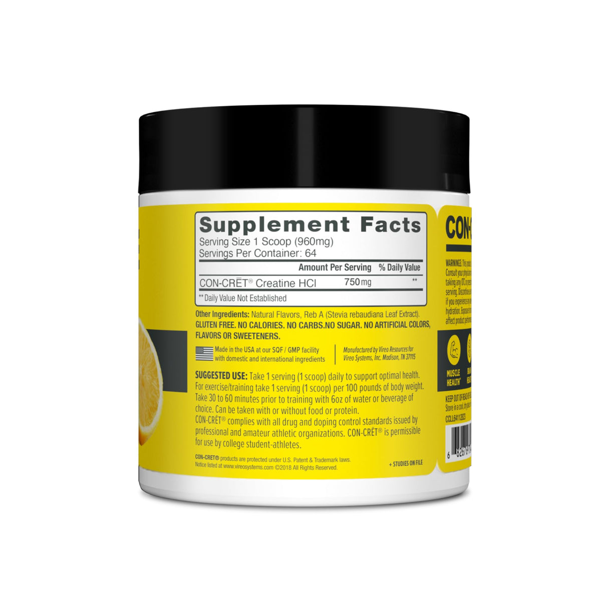 CON-CRET Creatine HCl Powder | Muscle, Cognitive, Cellular Energy Support | No Bloating or Cramps | USA Made & NSF Certified - FENGGESTORE20