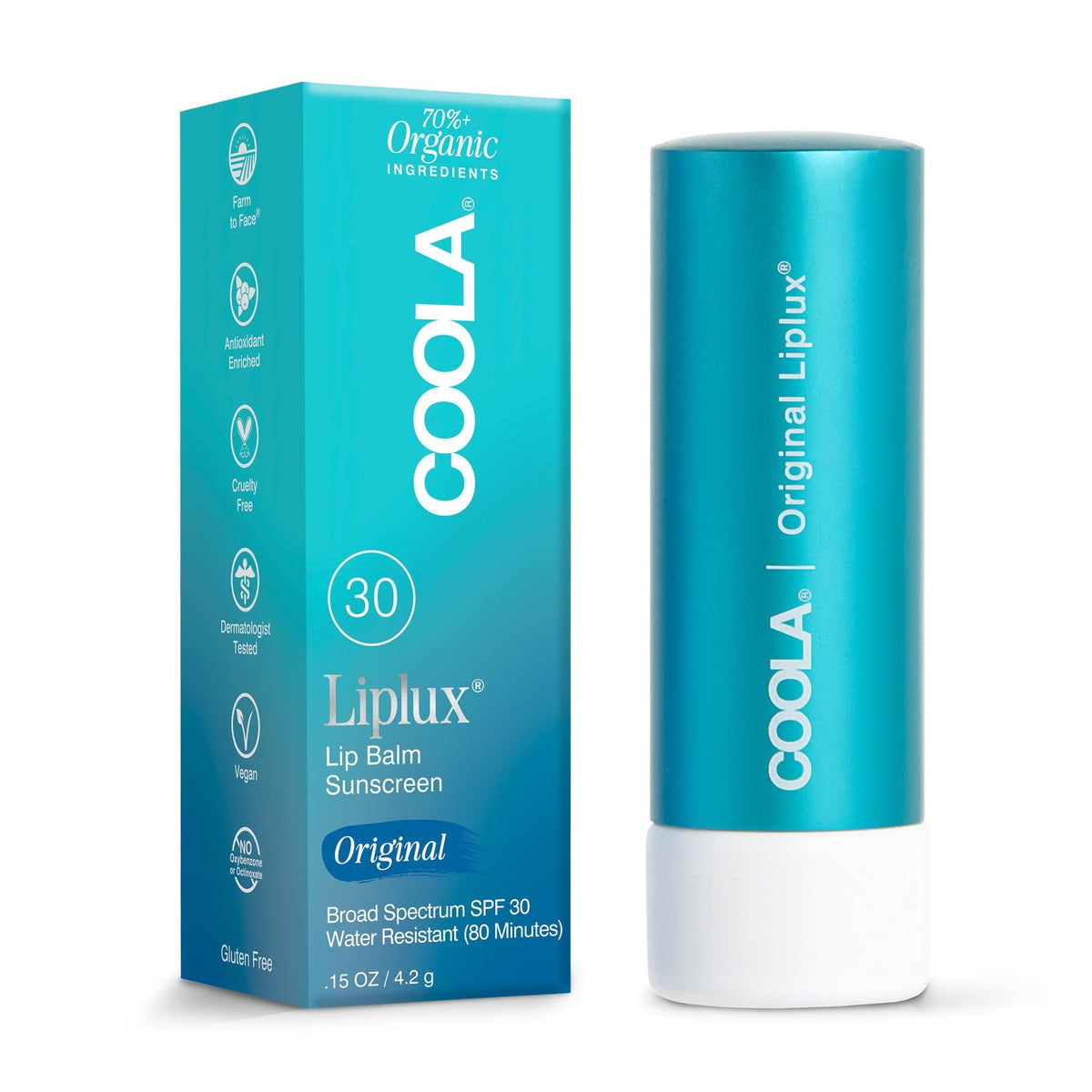 COOLA Organic Liplux Lip Balm and Sunscreen with SPF 30, Dermatologist Tested Lip Care for Daily Protection - FENGGESTORE20