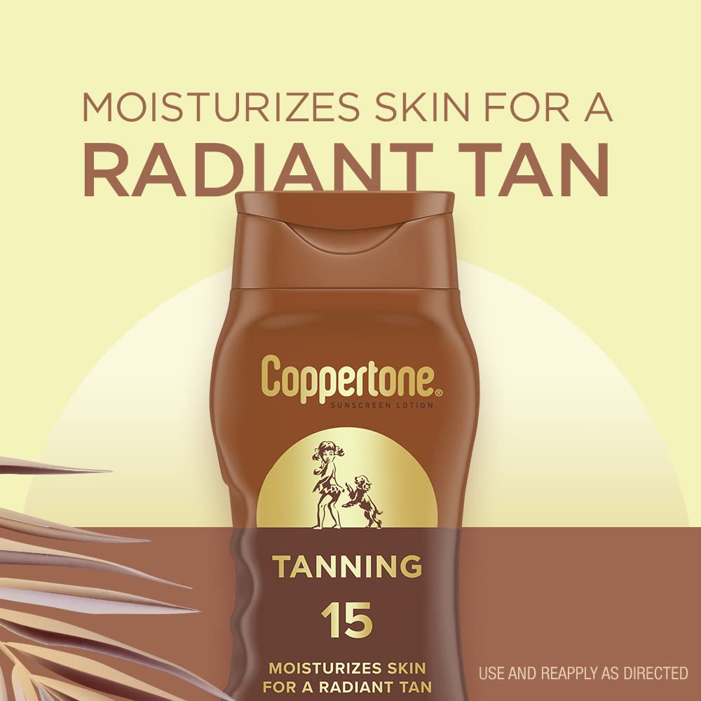 Coppertone Tanning Sunscreen Lotion, SPF 15, Lightweight and Non Greasy Sunscreen, Water Resistant, Oxybenzone Free - FENGGESTORE20